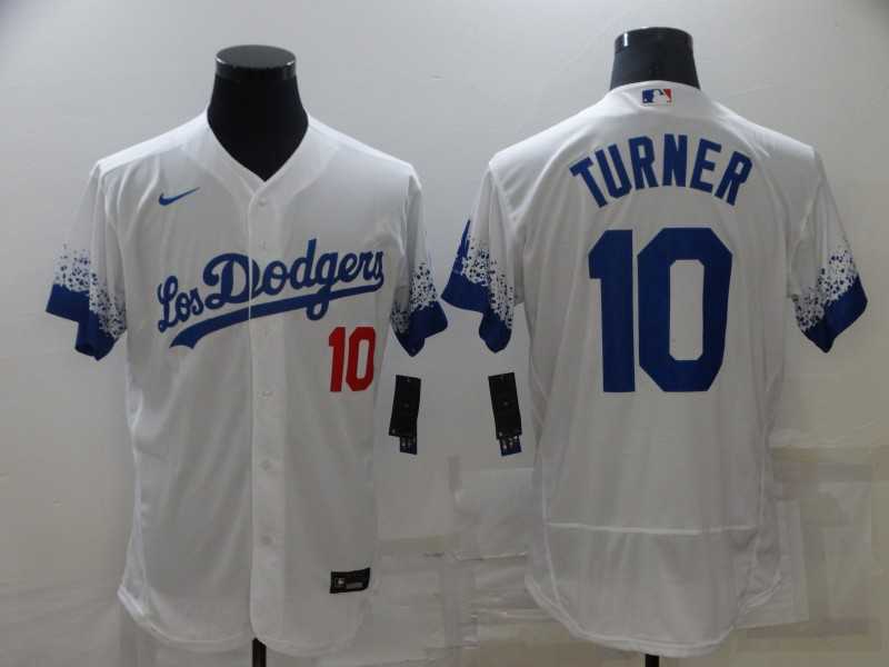 Dodgers 10 Justin Turner White 2021 City Connect Flexbase Jersey,We sell and wholesale Dodgers 10 Justin Turner White 2021 City Connect Flexbase Jersey on line form chian!